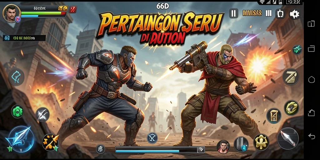 Tangkapan layar gameplay 66D menampilkan aksi pertarungan yang memukau.