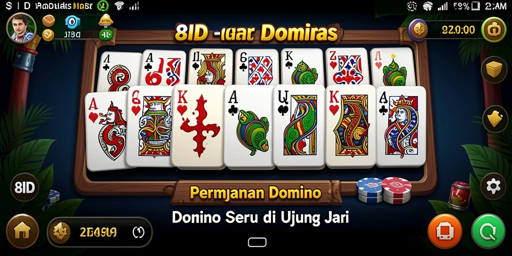 Tampilan gameplay seru dari aplikasi 8ID yang menampilkan permainan Domino.