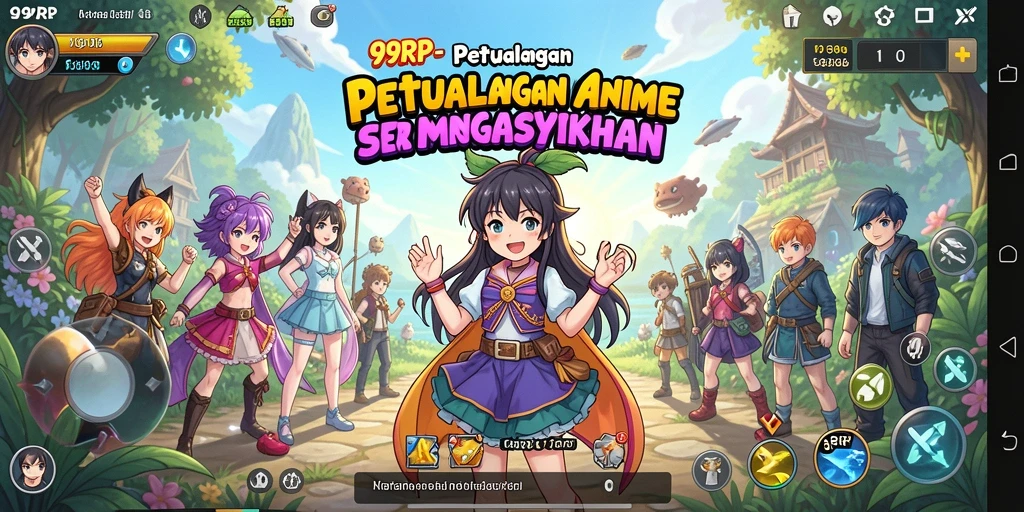 Screenshot gameplay Anime dari 99RP yang menunjukkan aksi seru.