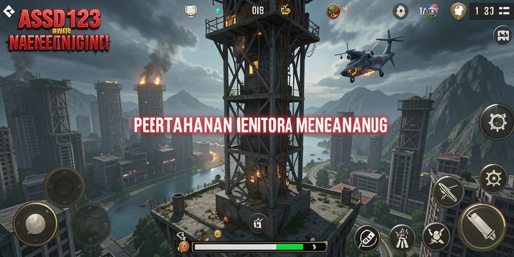 Tampilan gameplay menegangkan dalam ASD123 Tower Defense.