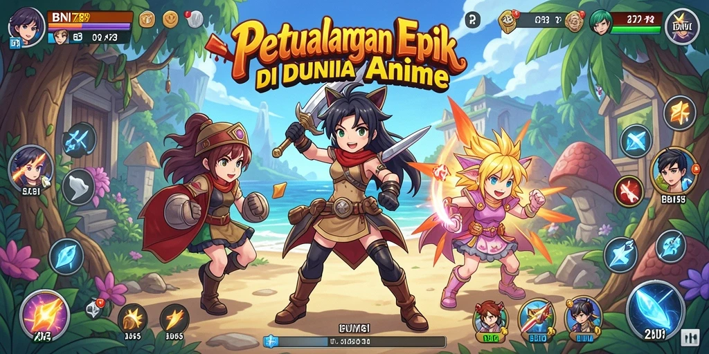 Tampilan menarik gameplay BNI789 dengan karakter anime.