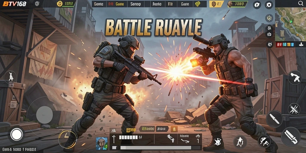 Gameplay BTV168 yang dinamis dan seru dalam pertarungan Battle Royale.