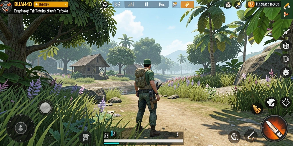 Tampilan gameplay BUAH4D yang menakjubkan dalam dunia terbuka.
