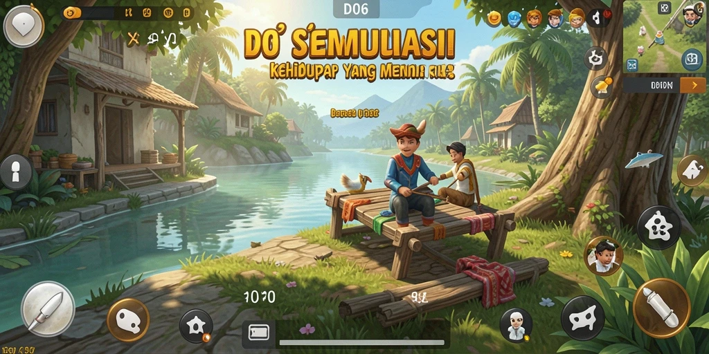 Screenshot D06 menunjukkan gameplay interaktif di dunia simulasi.