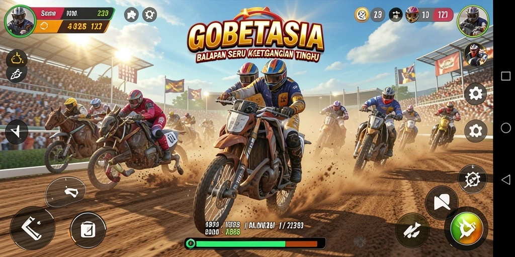 Gameplay Racing GOBETASIA yang menegangkan dan seru.