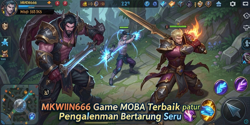 Tampilan gameplay seru dari MKWIN666 dengan berbagai hero bertarung.