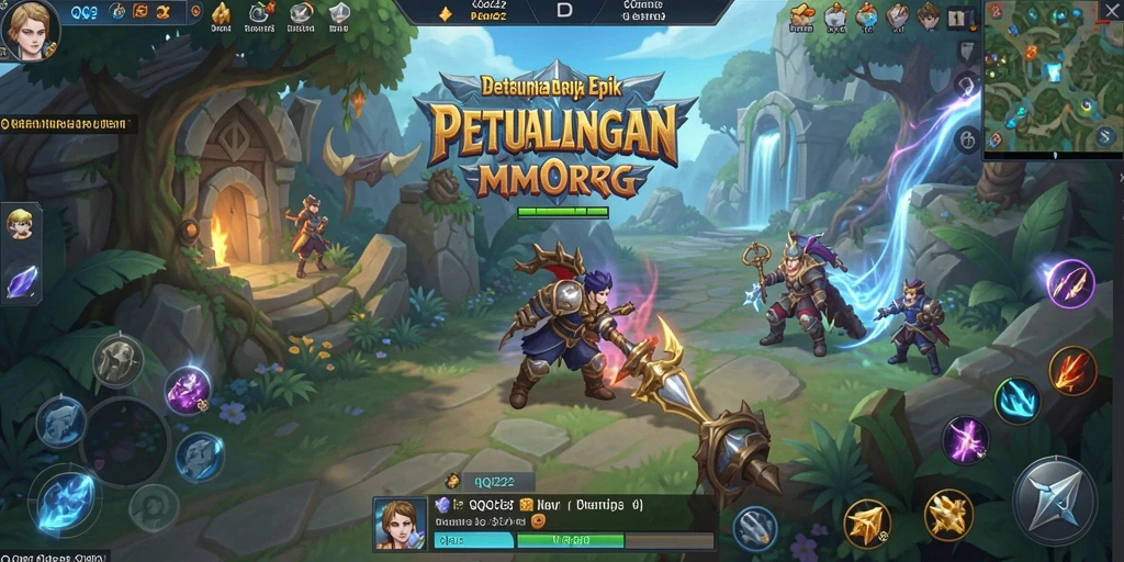 Tangkapan layar dari gameplay QQ222 yang menampilkan pertarungan seru dalam dunia fantasi.