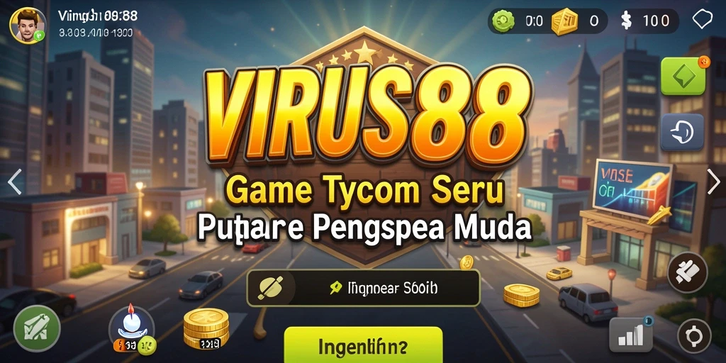 Tampilan gameplay <strong>VIRUS88</strong> yang menampilkan manajemen bisnis yang seru.